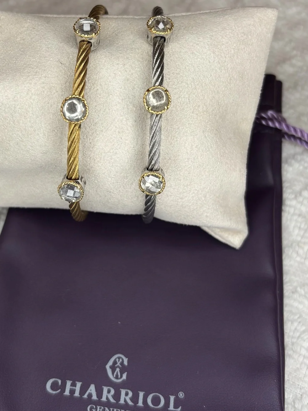 💕Charriol Two-Tone Cable Set with Crystal Accents - Gold & Silver